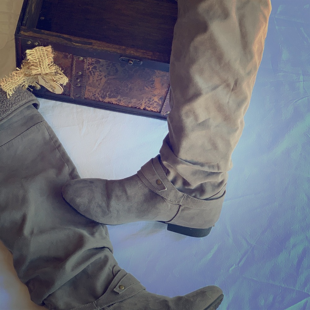 Gray knee high boots size 8